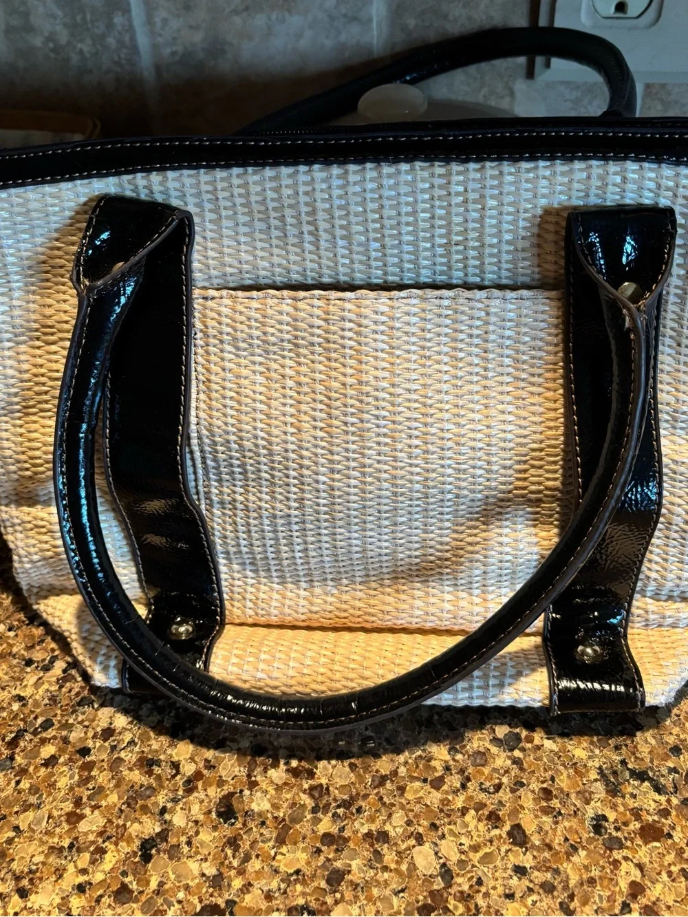 Black and Cream  Anne Klein Woven Tote Handbag - Stylish Everyday Carry